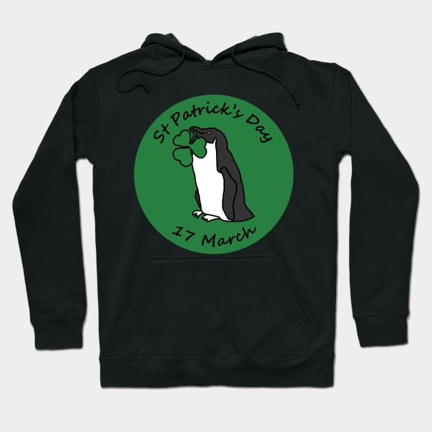 Penguin and Shamrock St Patricks Day Hoodie by ellenhenryart